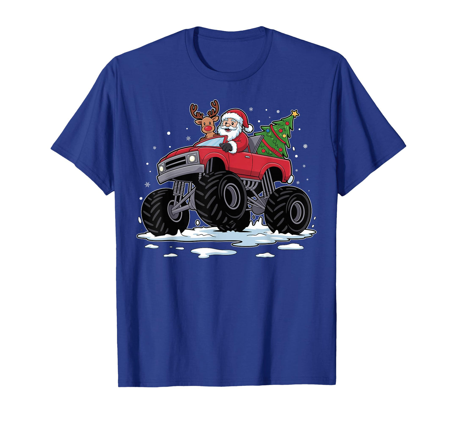 Santa Red Monster Truck Christmas Reindeer Boys Toddler Xmas T-Shirt