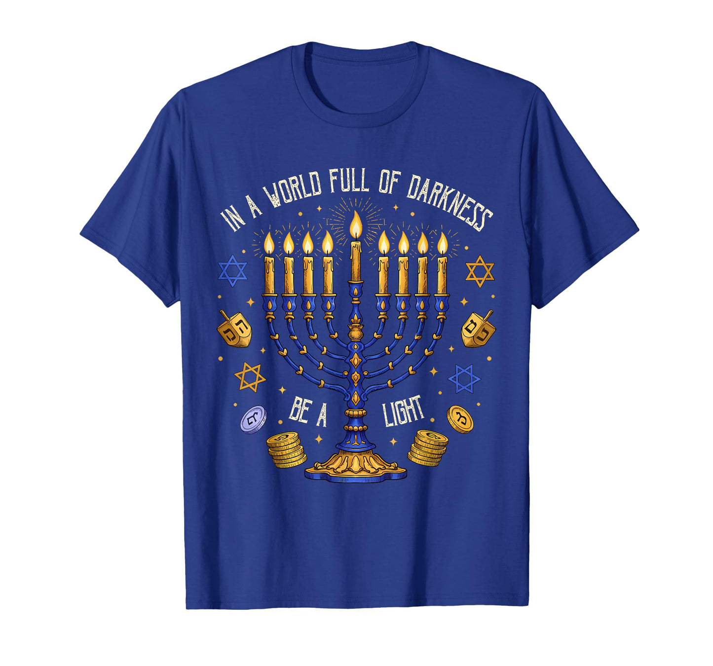 Retro Menorah Be A Light Happy Hanukkah Chanukah Christmas T-Shirt