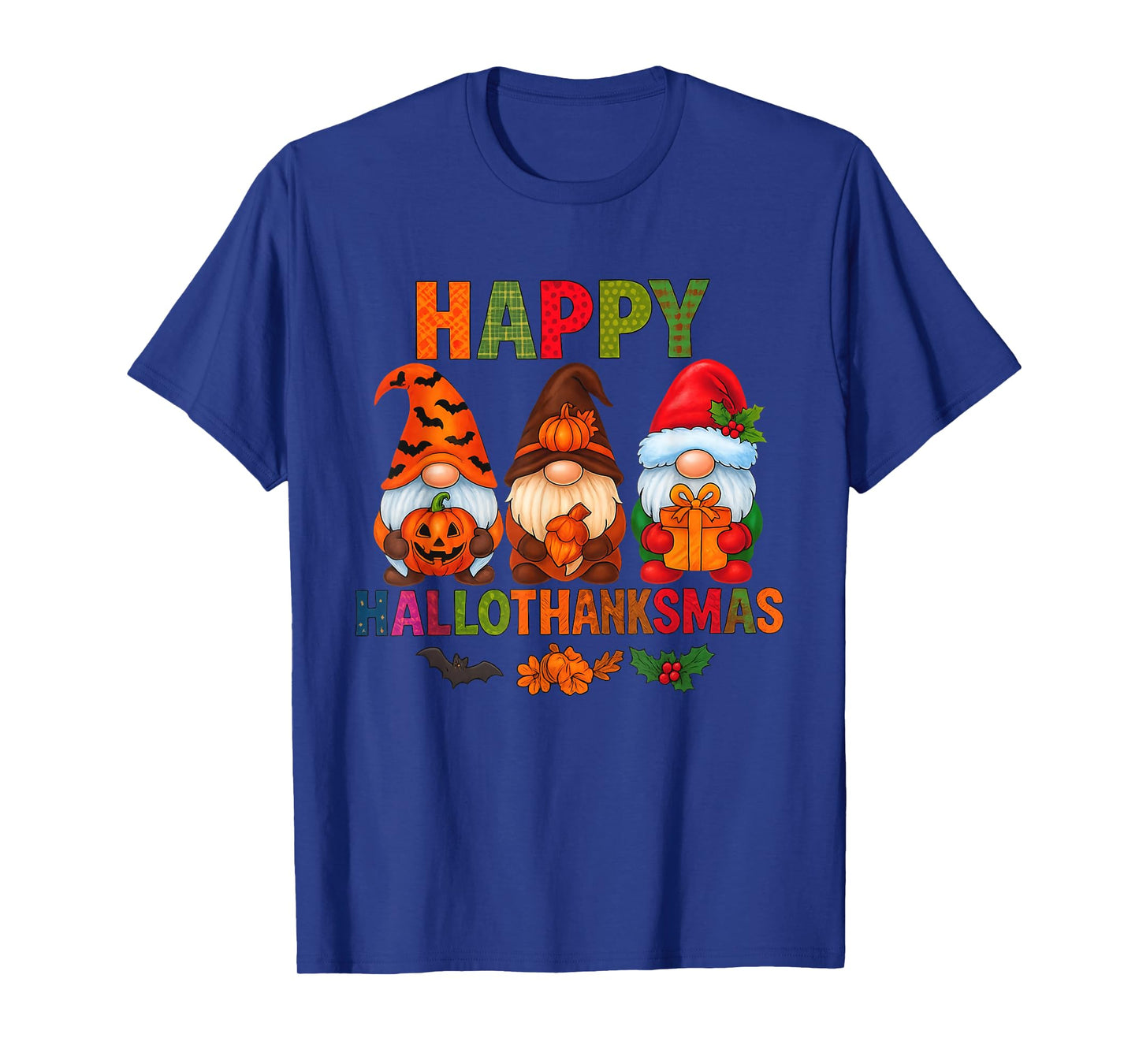 Halloween Thanksgiving Christmas Happy HalloThanksMas Gnomes T-Shirt