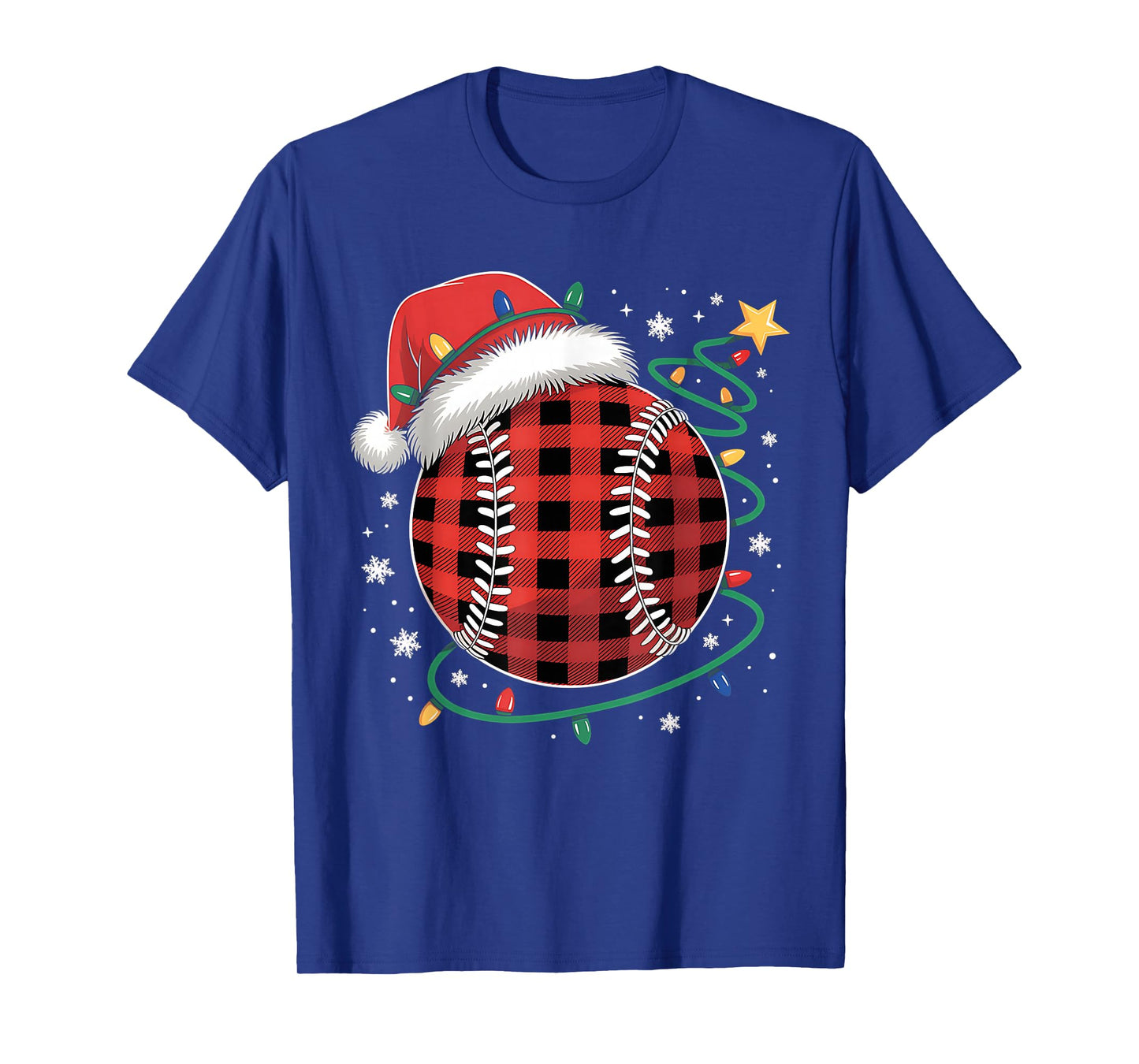 Matching Buffalo Plaid Baseball Sports Christmas Pajama T-Shirt