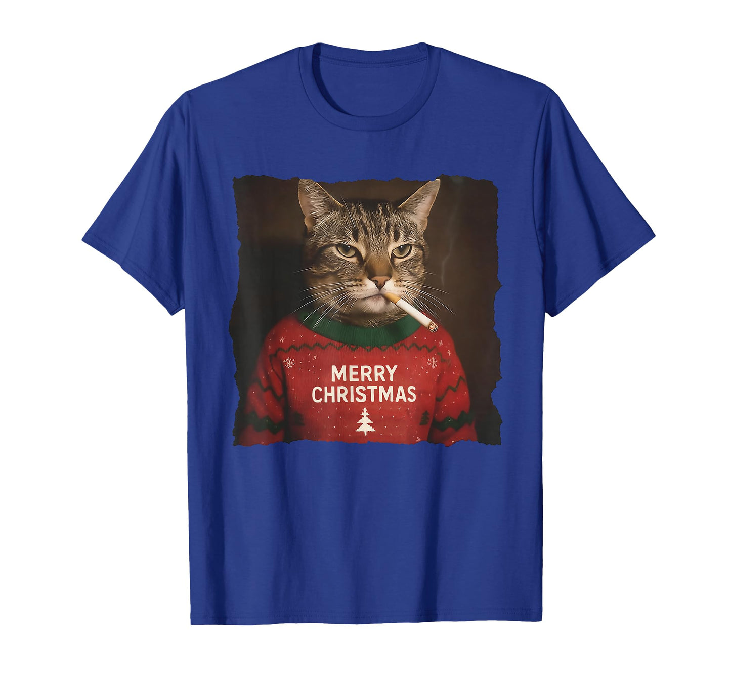 Funny Christmas Smoking cat Ugly Sweater T-Shirt