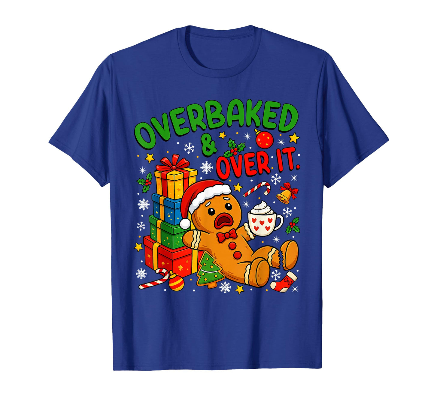 Overbaked and Over It Christmas Cookies Gingerbread Man Kids T-Shirt