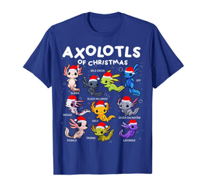 Axolotls Santa Hat Christmas Pajama Cute Animal Axolotl Xmas T-Shirt