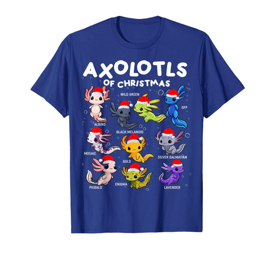 Axolotls Santa Hat Christmas Pajama Cute Animal Axolotl Xmas T-Shirt
