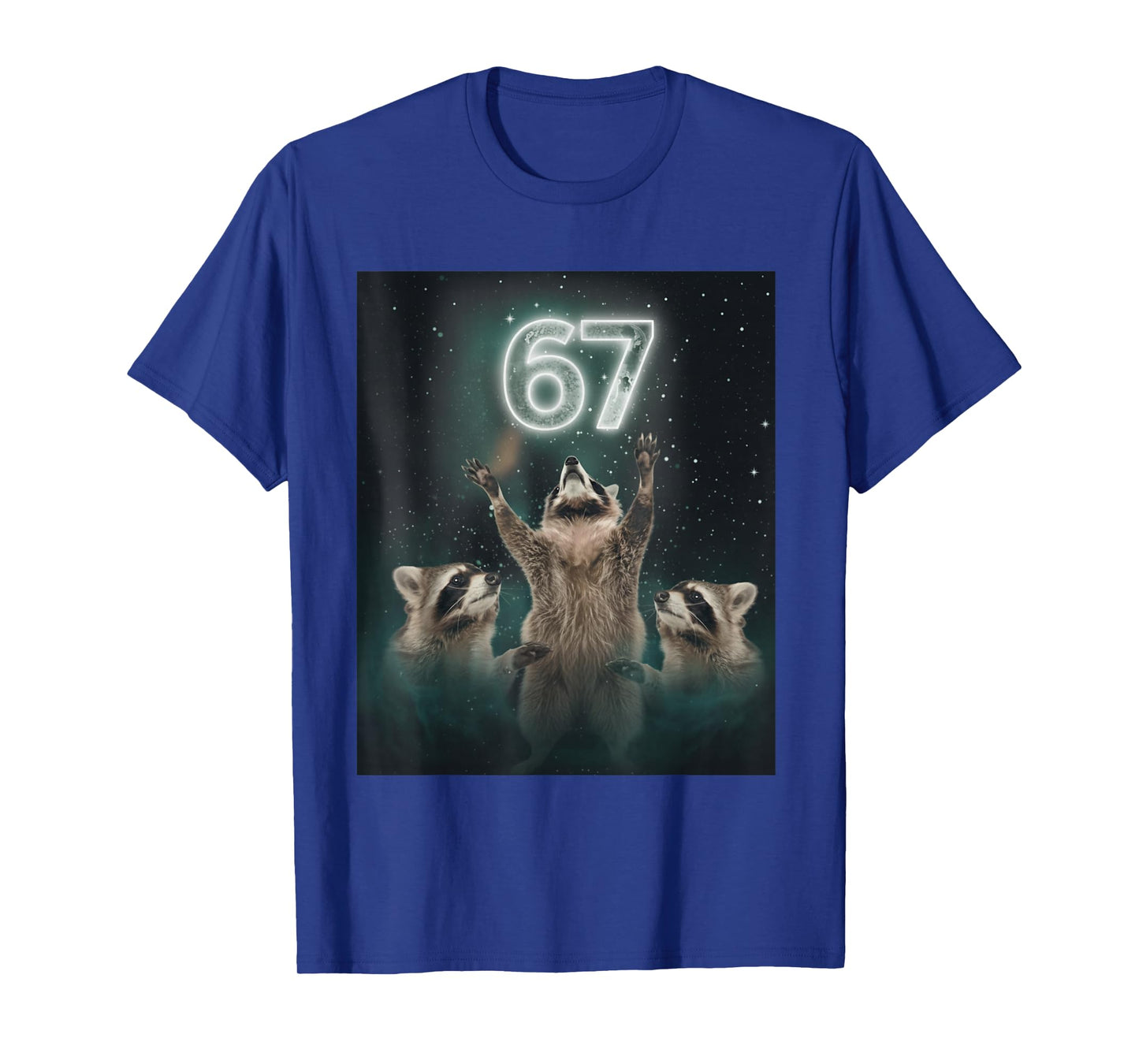 67 Meme Raccoon Howling at The Moon 6 7 Funny Weird Cursed T-Shirt