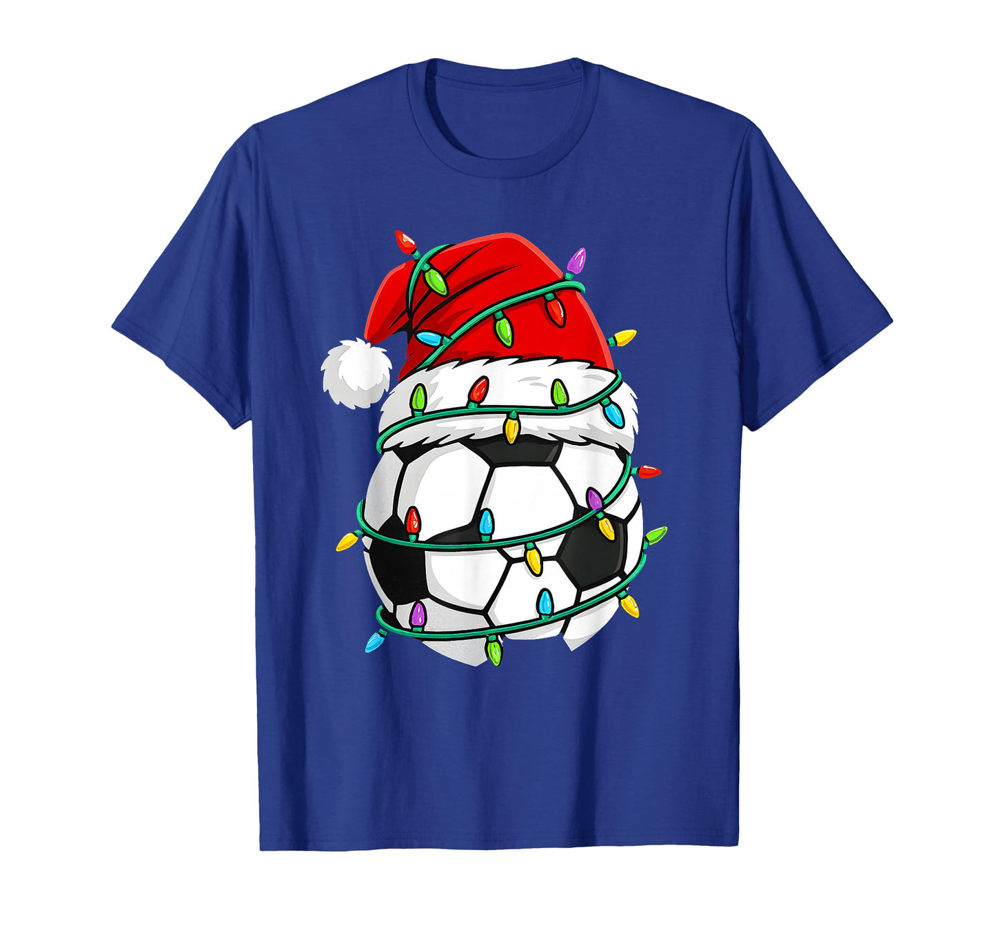 Christmas Soccer Santa Hat Lights Santa Sports Xmas Pajama T-Shirt