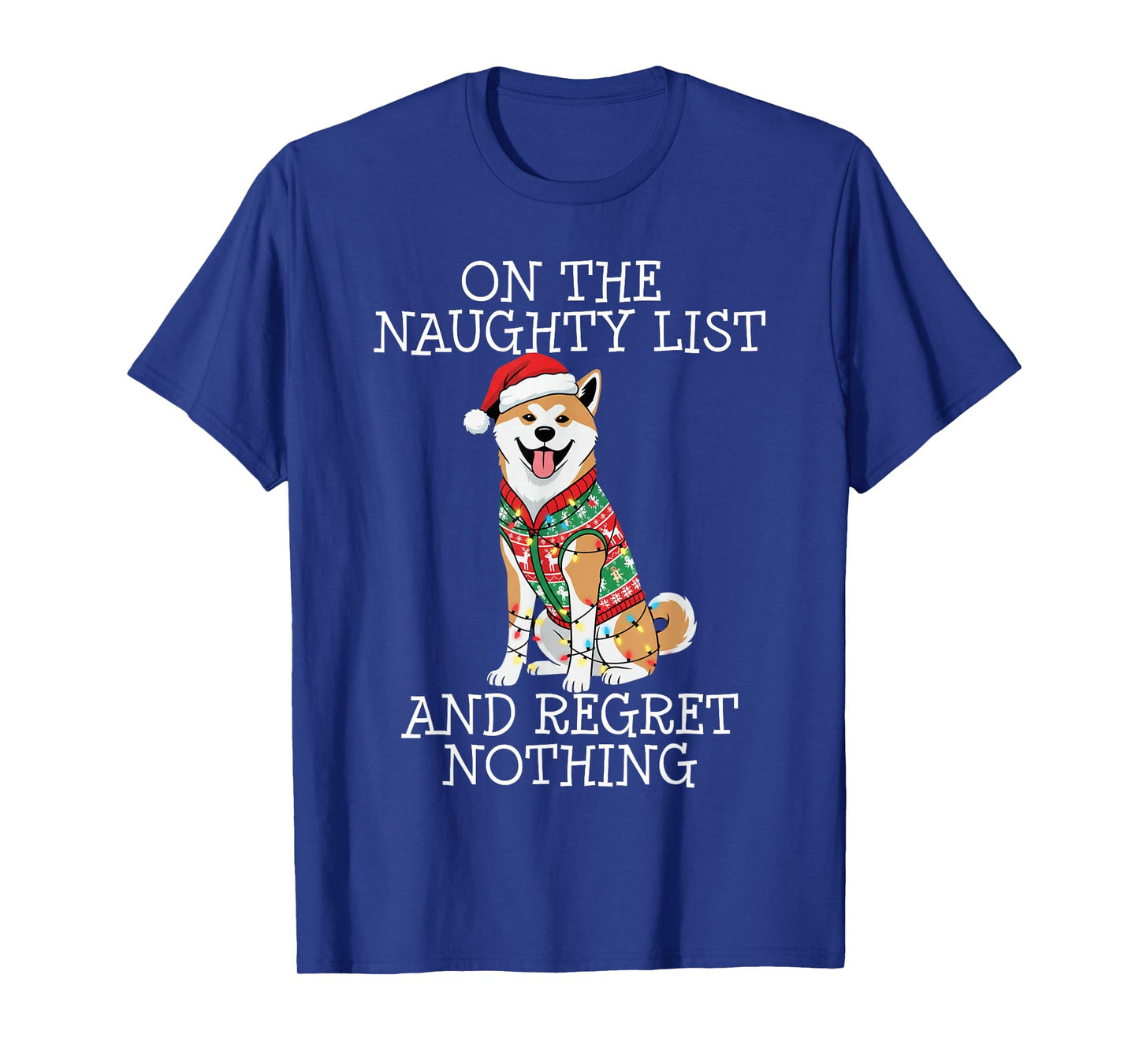 Funny Christmas Akita Naughty List T-Shirt