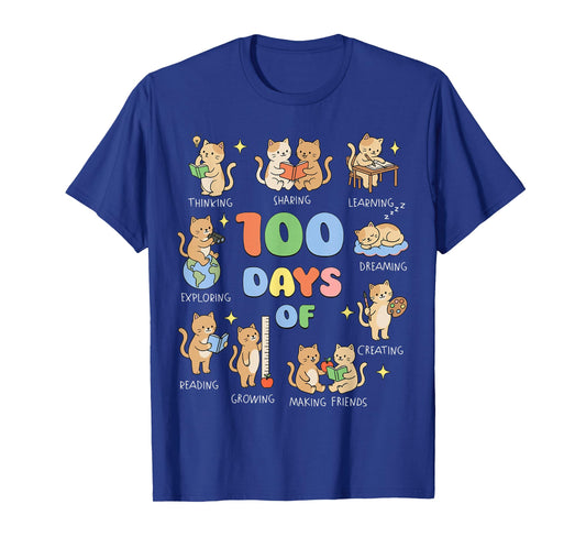 100 Days of School Cat for Teacher 100th Day of School Kids T-Shirt