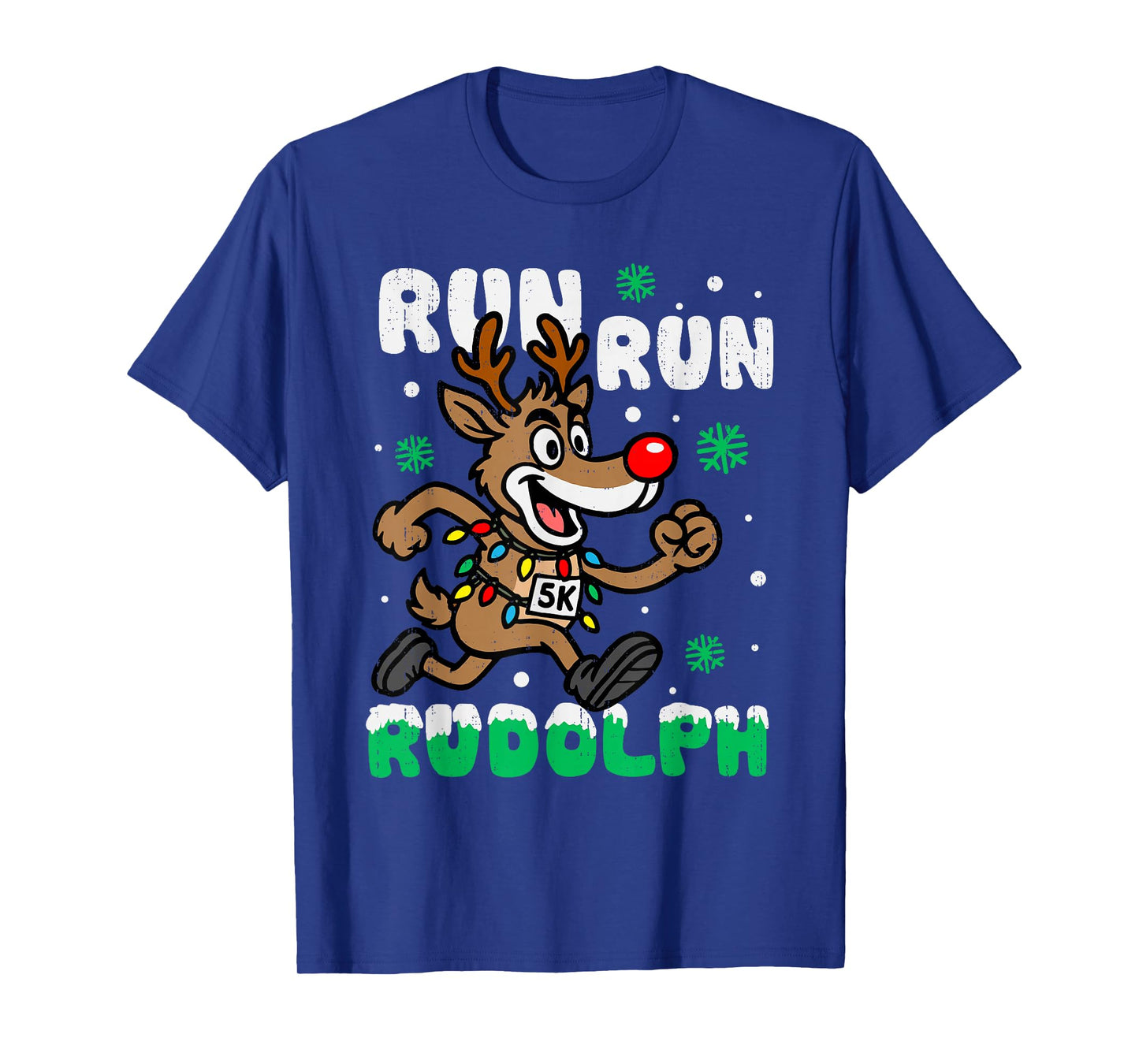 Funny Reindeer Running Christmas Run Runner Men Women Kids T-Shirt