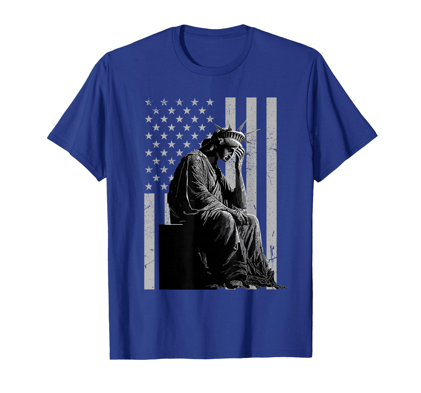 Statue of Liberty Weeping Distressed US Flag T-Shirt