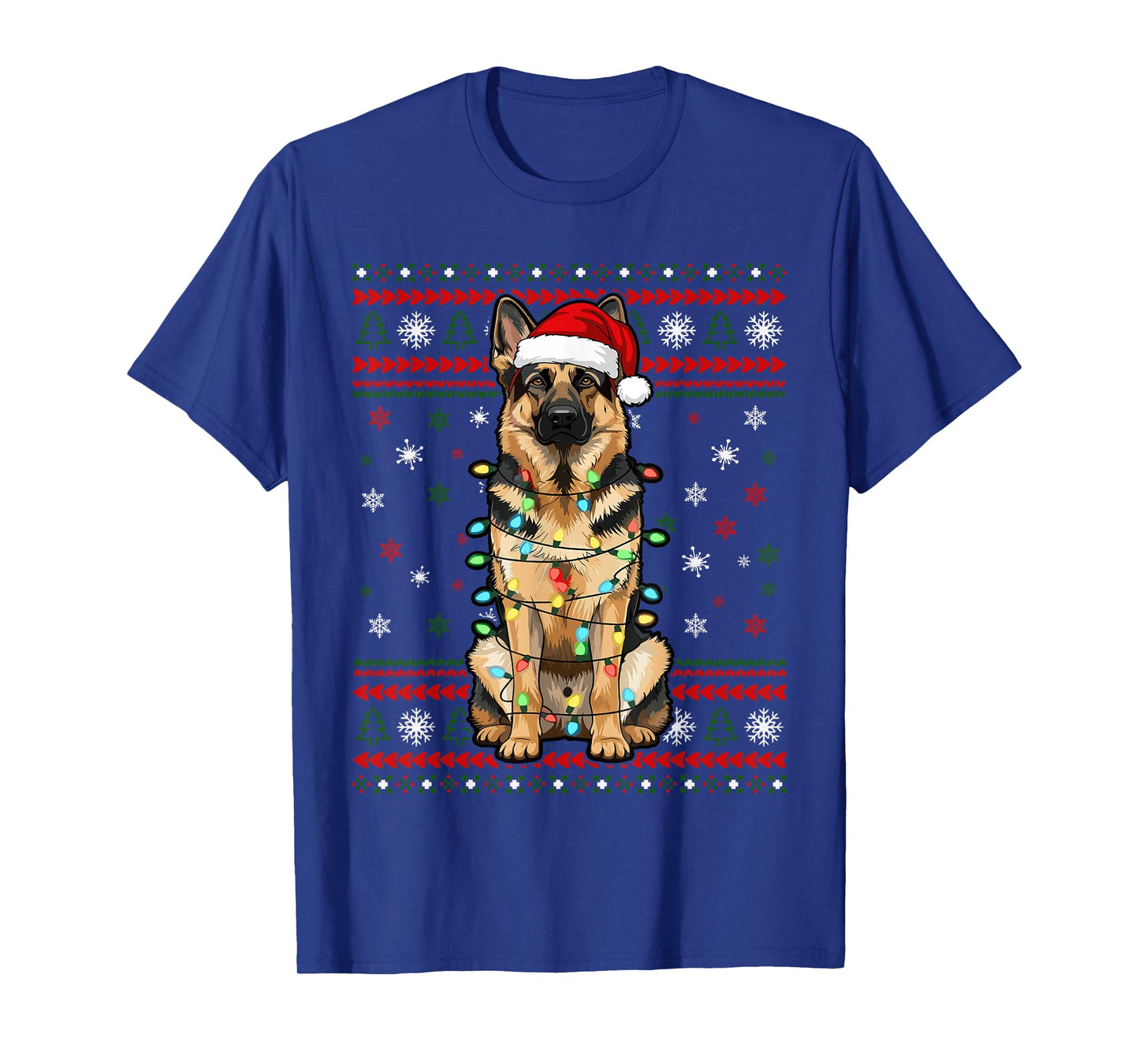 Dog Christmas, German Shepherd Christmas Lights Ugly Sweater T-Shirt