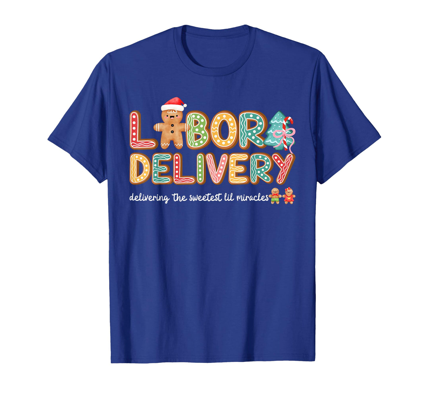 Groovy Labor and Delivery Christmas L&D Nurse Gingerbread T-Shirt