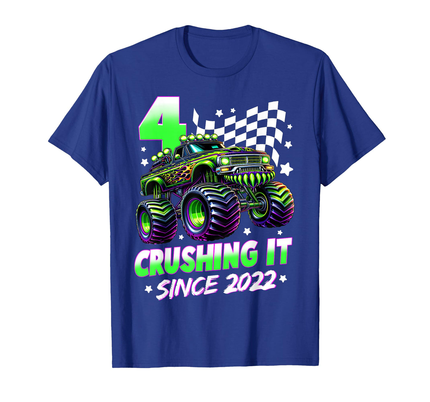 Monster Truck 4 Year Old Boys 4th Birthday Party Born 2022 T-Shirt