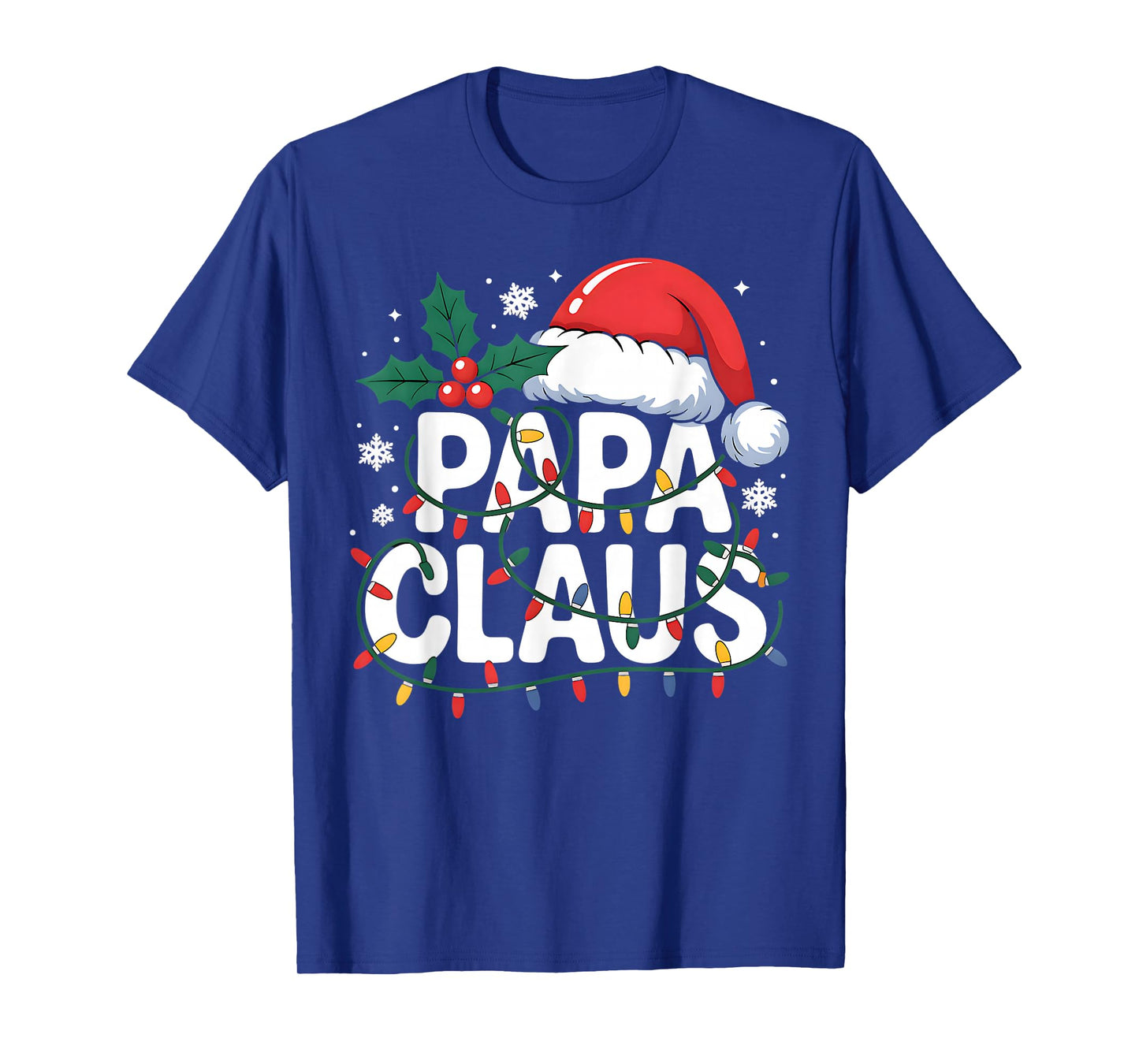 Papa Claus Christmas Lights Santa Family Matching Holiday T-Shirt