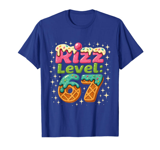 Rizz Level 67 - Funny Cool Waffle Style Gamer Tee T-Shirt