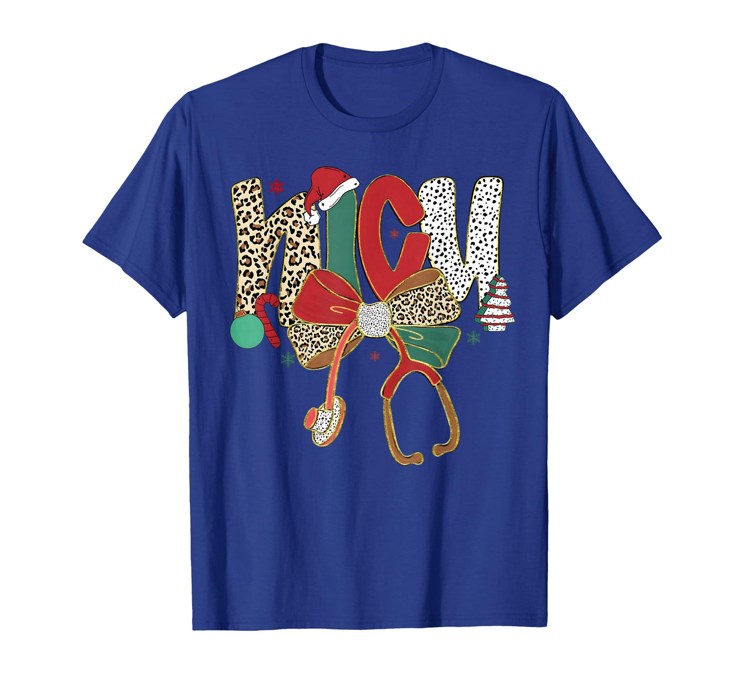NICU Nurse Merry Christmas Coquette Bow Leopard Men Women T-Shirt