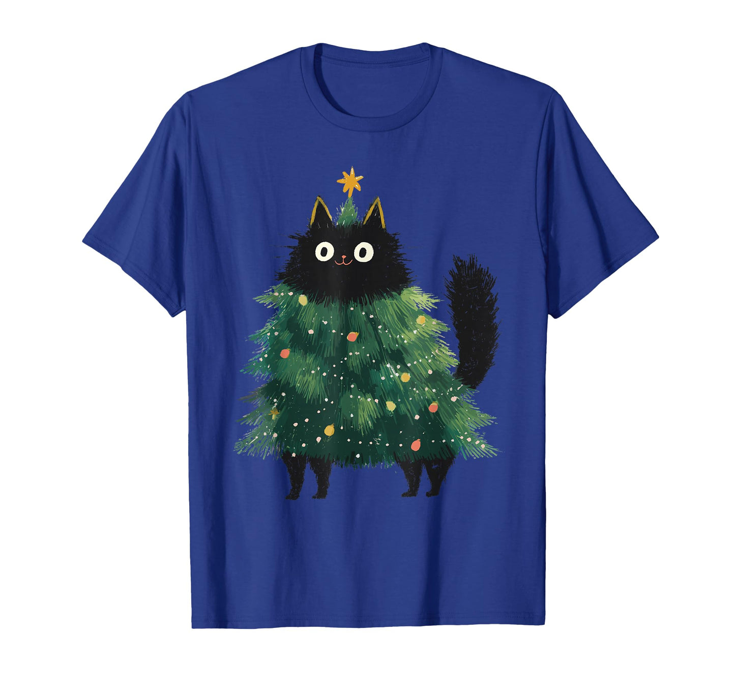 Cute Black Cat Christmas Tree Funny Kitten Lover Xmas Kids T-Shirt