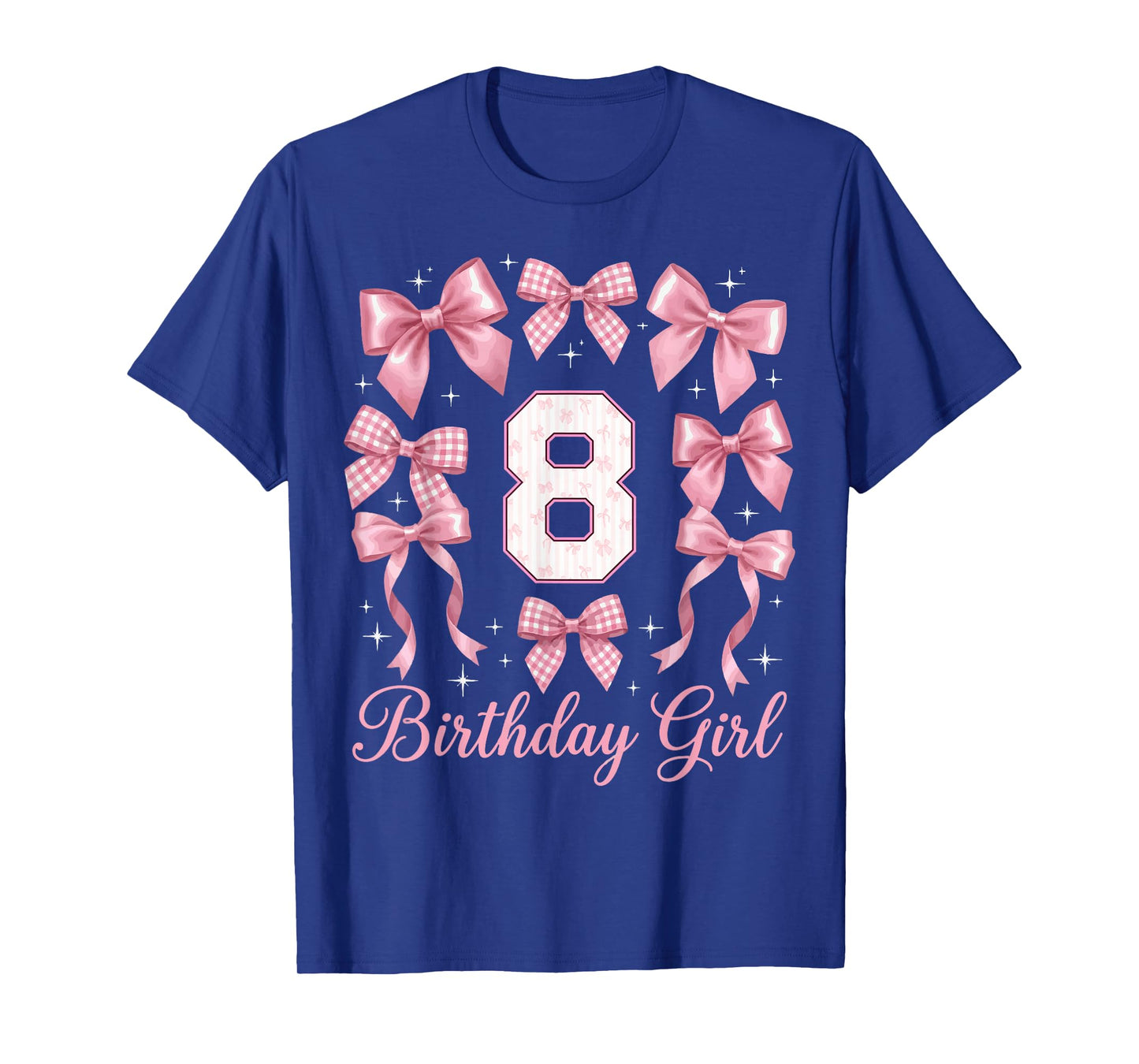 8th Birthday Shirts for Girls Coquette Bow Eight 8 Year Old T-Shirt