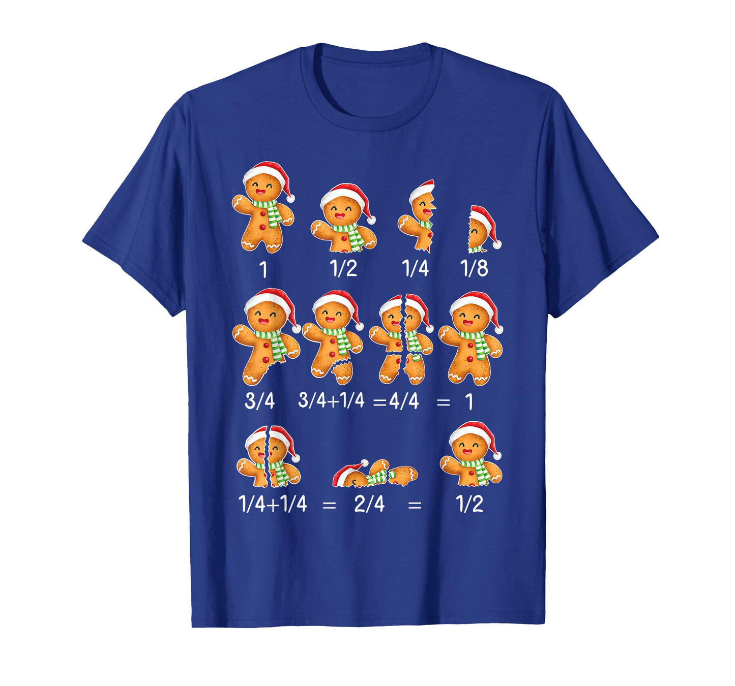 Gingerbread Cookie Santa Hat Fraction Math Teacher Xmas T-Shirt