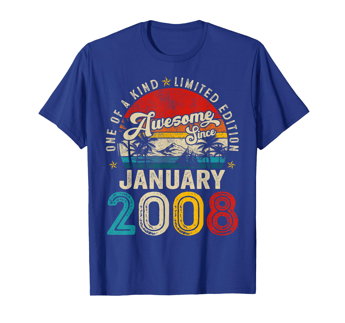 18 Years Old Awesome Since January 2008 18th Birthday Boys T-Shirt