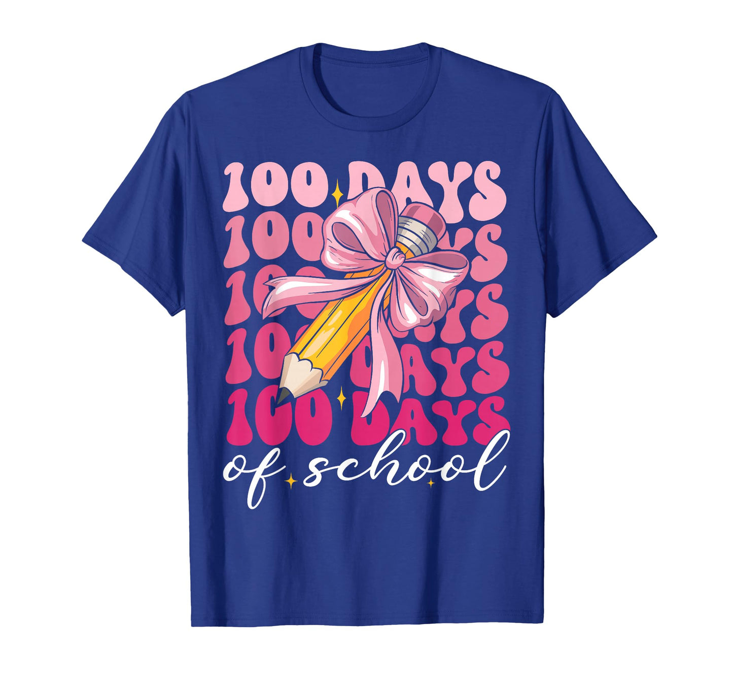 100 Days of School Girls Coquette Pink Bow Teacher Student T-Shirt