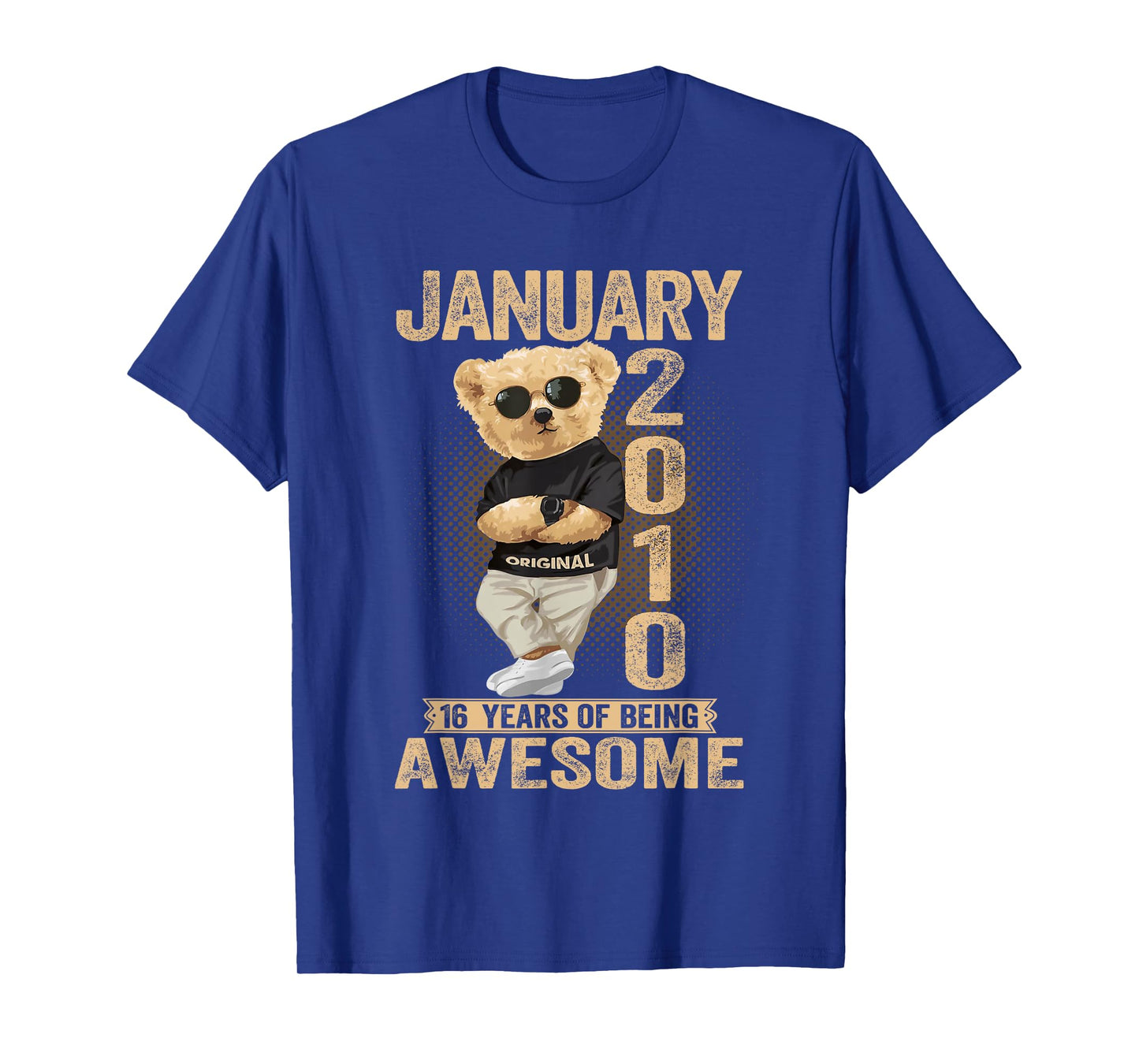 16 Year Old January 2010 Teddy Bear 16th Birthday Men Women T-Shirt