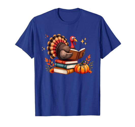 Thanksgiving Turkey Reading Books Fall Teacher T-Shirt