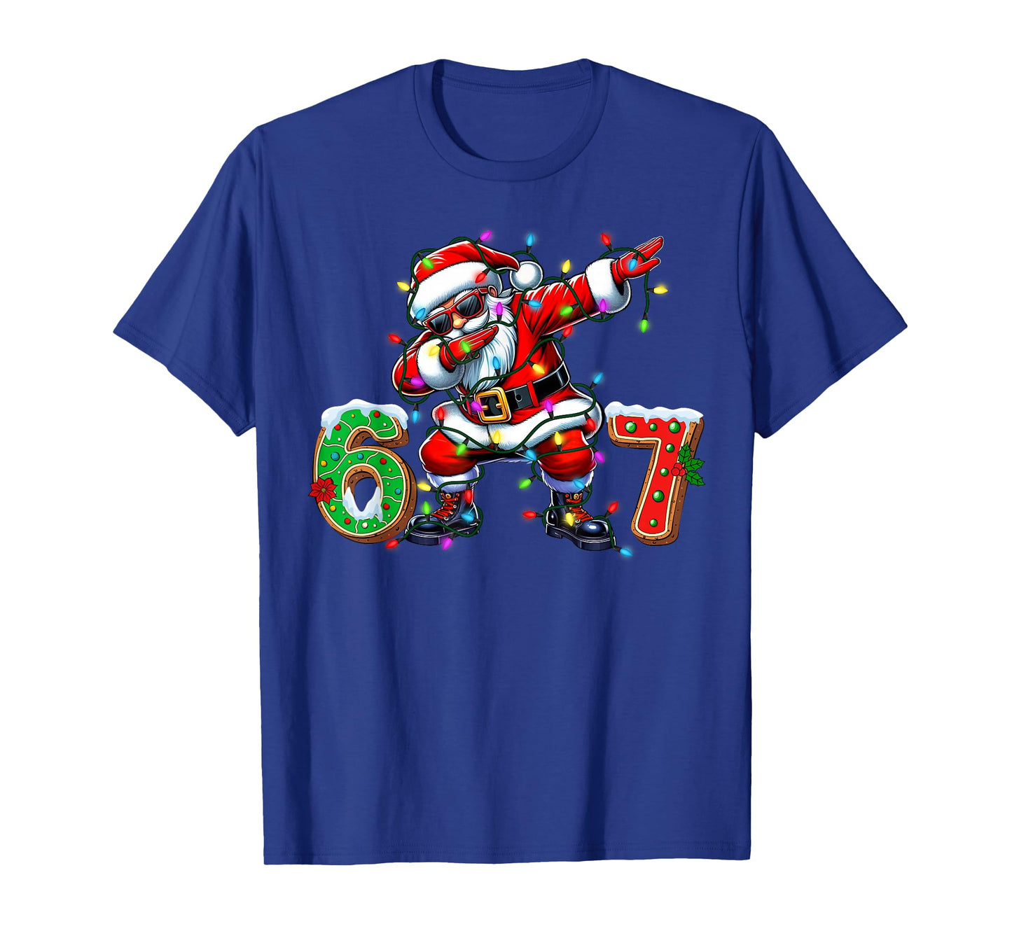 67 Six Seven Funny Dabbing Santa Christmas 6 7 Meme Men Kids T-Shirt