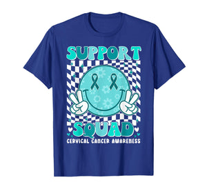 Groovy Cervical Cancer Awareness Men Women Support Squad T-Shirt