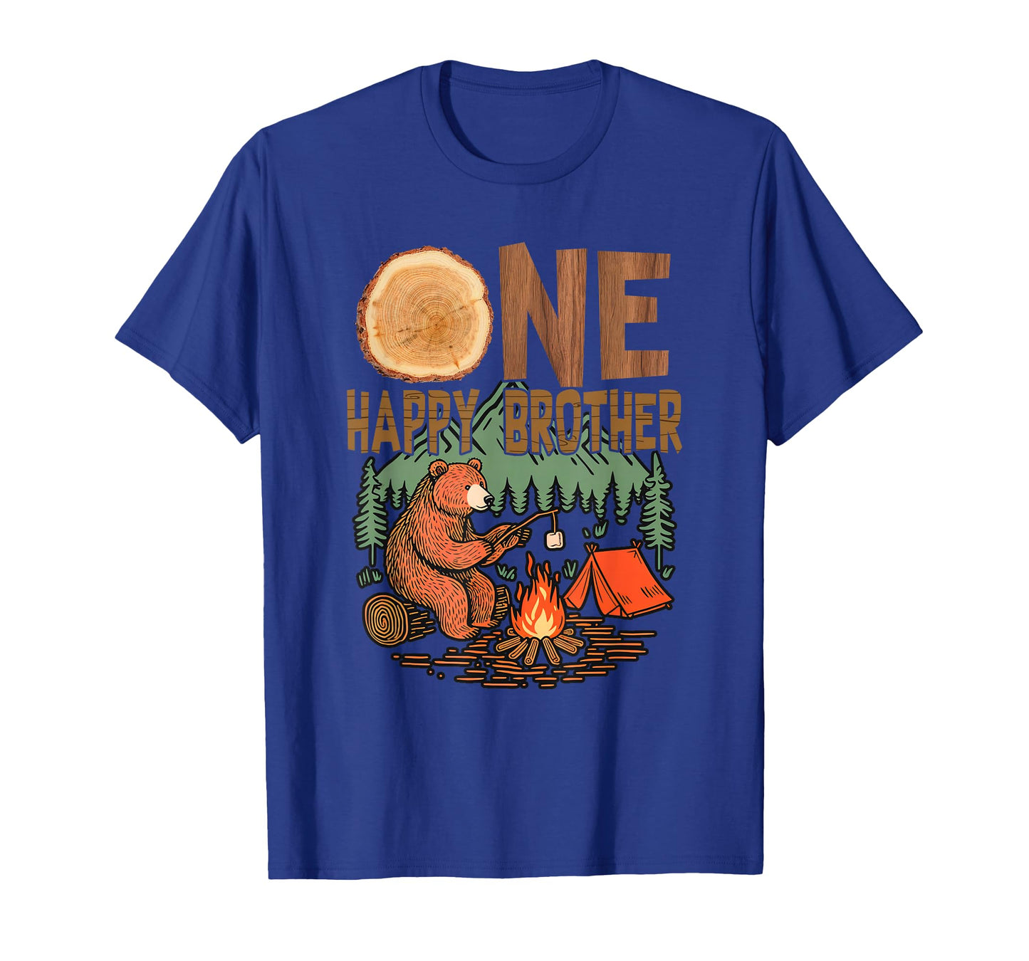 One Happy Brother Camper 1St Birthday Camping Bear T-Shirt