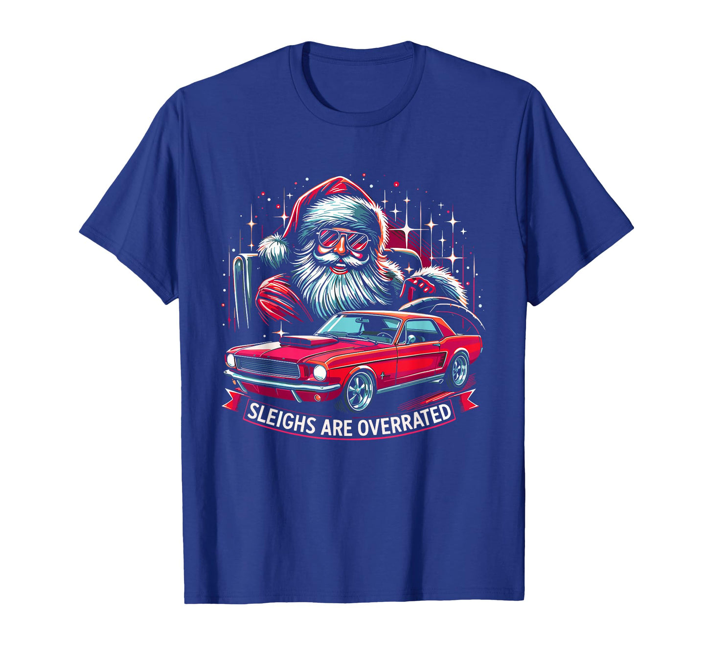 Classic Muscle Car Santa Hotrod V8 Enthusiast Christmas T-Shirt