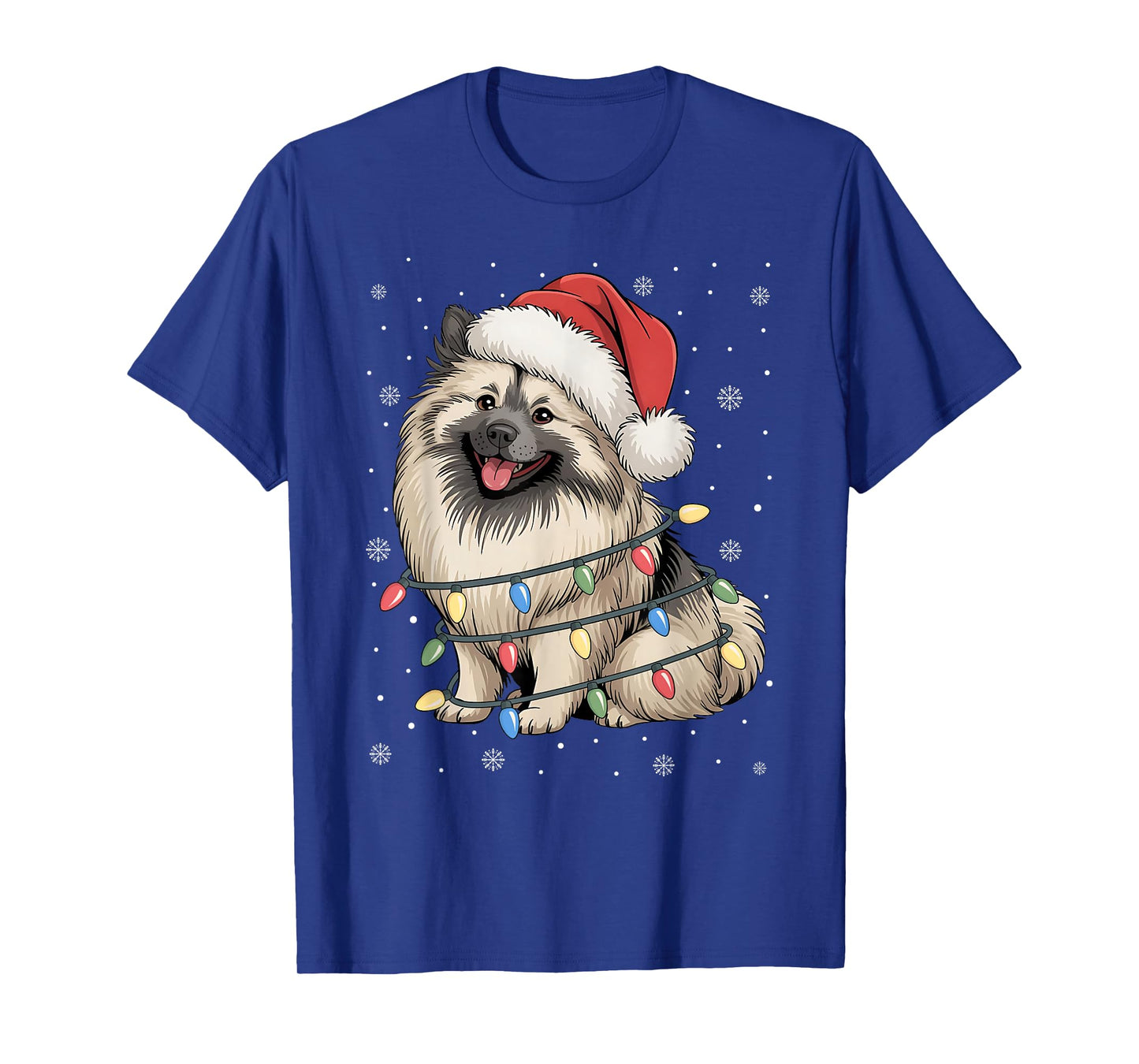 Keeshond Dog Tree Lights Christmas Sweater Xmas Pet Dogs T-Shirt