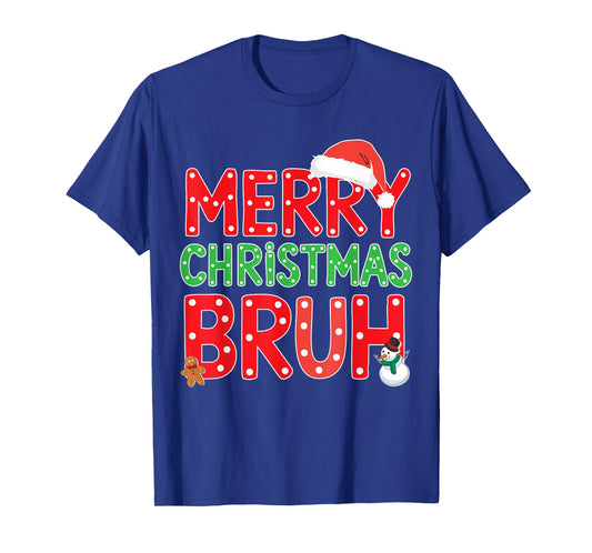 Merry Christmas Bruh Funny Santa Claus Retro Men Women Kids T-Shirt