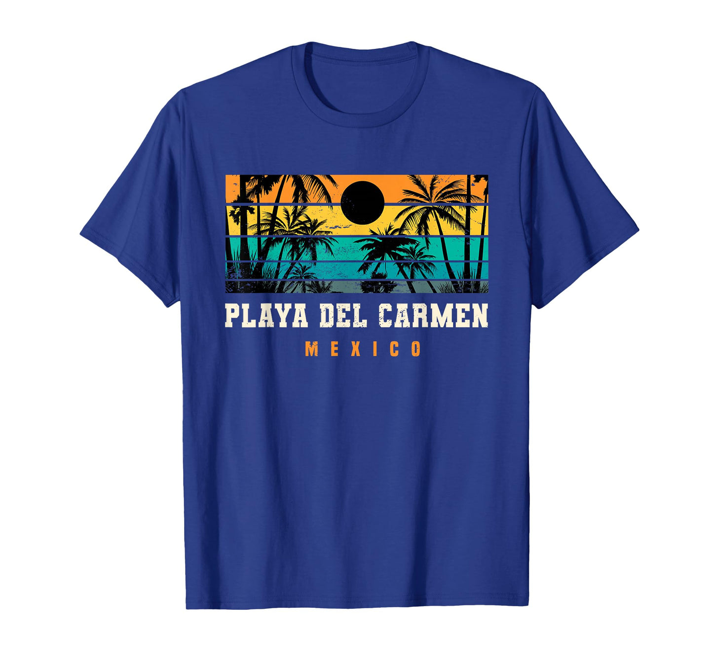 Playa Del Carmen Mexico Retro Sunset Palm Tree Beach Vibes T-Shirt