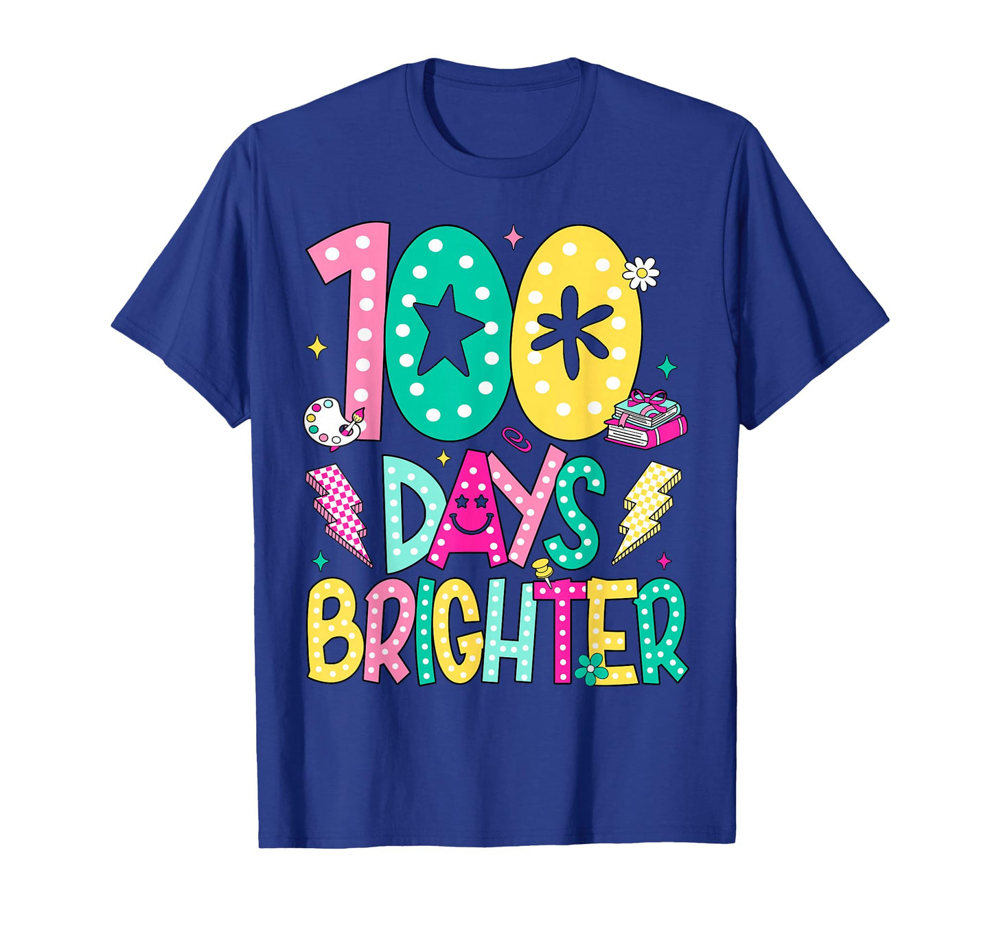 Preppy 100 Days Brighter Happy 100th Day of School Boy Girl T-Shirt