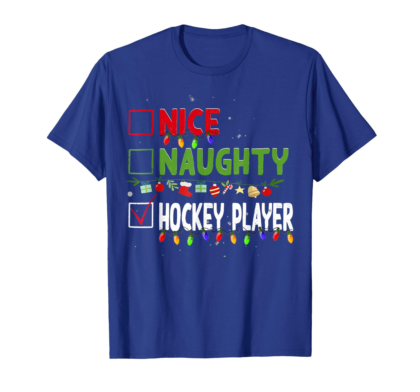 Nice Naughty Hockey Player Family Xmas Pajama Christmas List T-Shirt