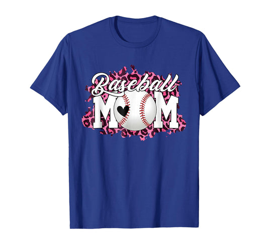 Baseball Mom Leopard Mama Game Day Mothers Day T-Shirt