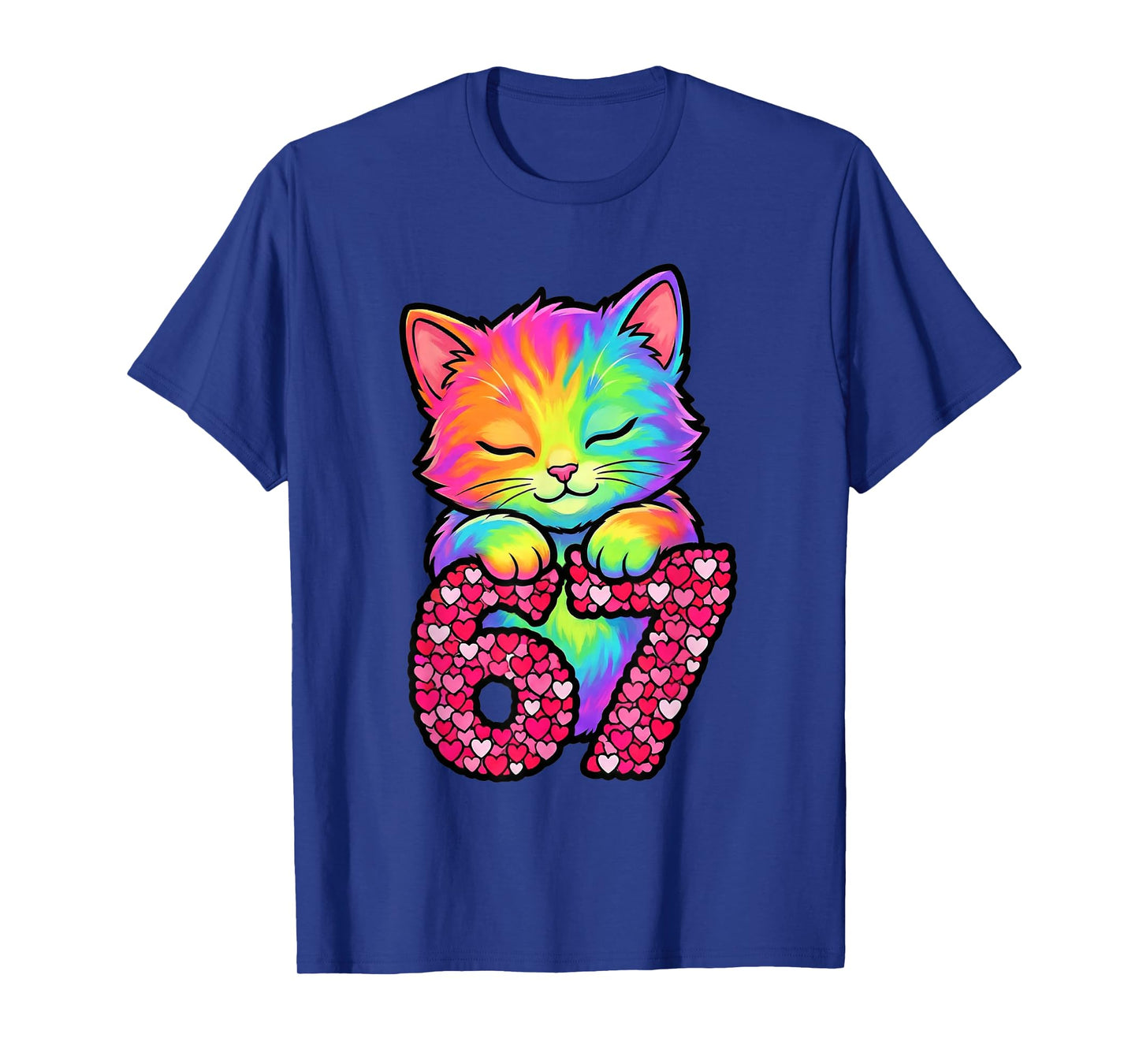 Cute 67 Funny Cat Six Seven Meme Kids Valentines Day Kitty T-Shirt