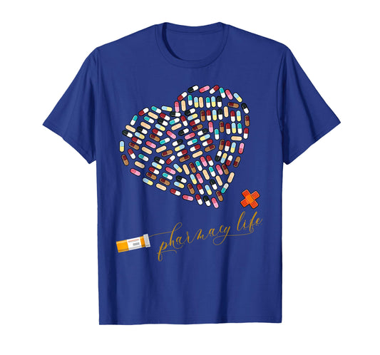 Pharmacy Life Pharmacist Heart Valentines Day PharmD Nurse T-Shirt