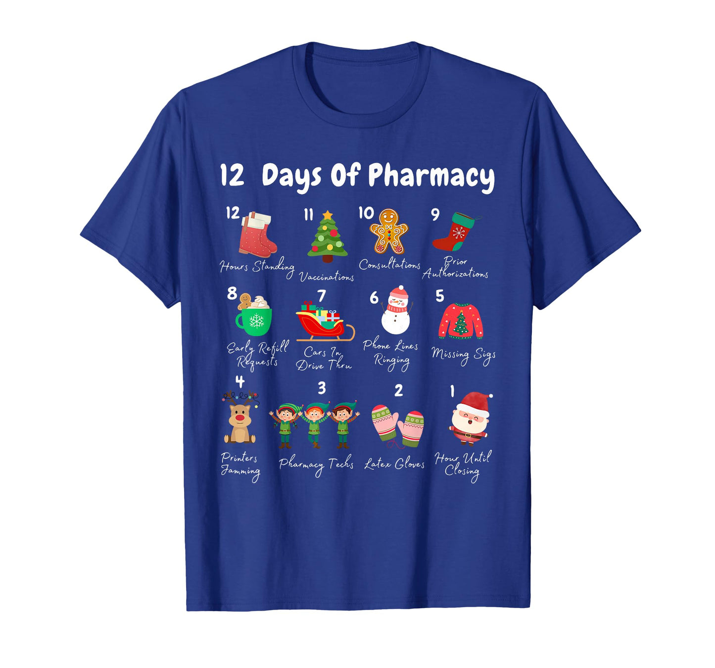 12 Days of Pharmacy Christmas Pharmacist Tech CPhT Pajama T-Shirt