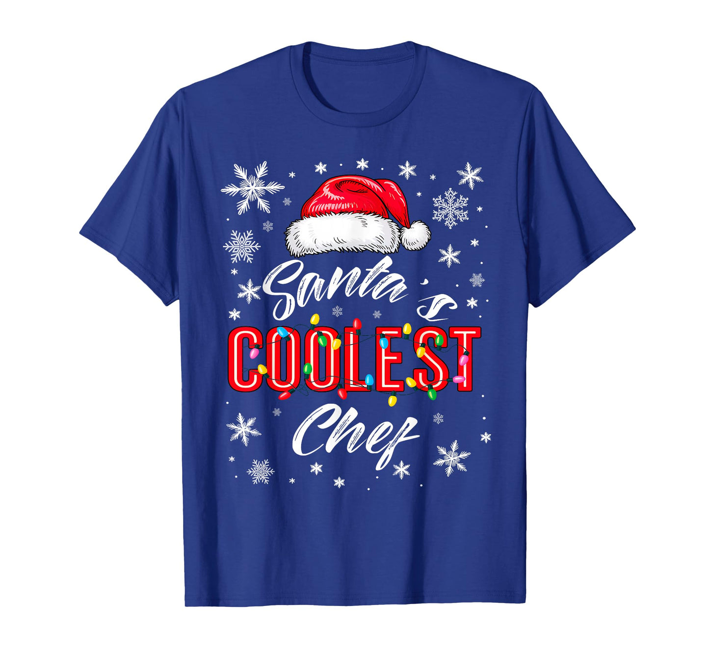 Santa's Coolest Chef Christmas Lights Snowflake Kitchen T-Shirt
