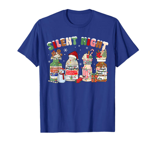 Funny Santa Propofol Silent Night ICU Nurses Merry Christmas T-Shirt