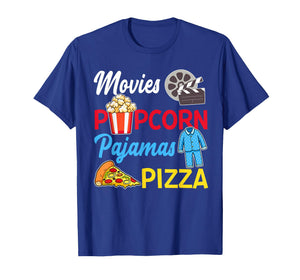 Movies Popcorn Pajamas Pizza Movie Night Party T-Shirt