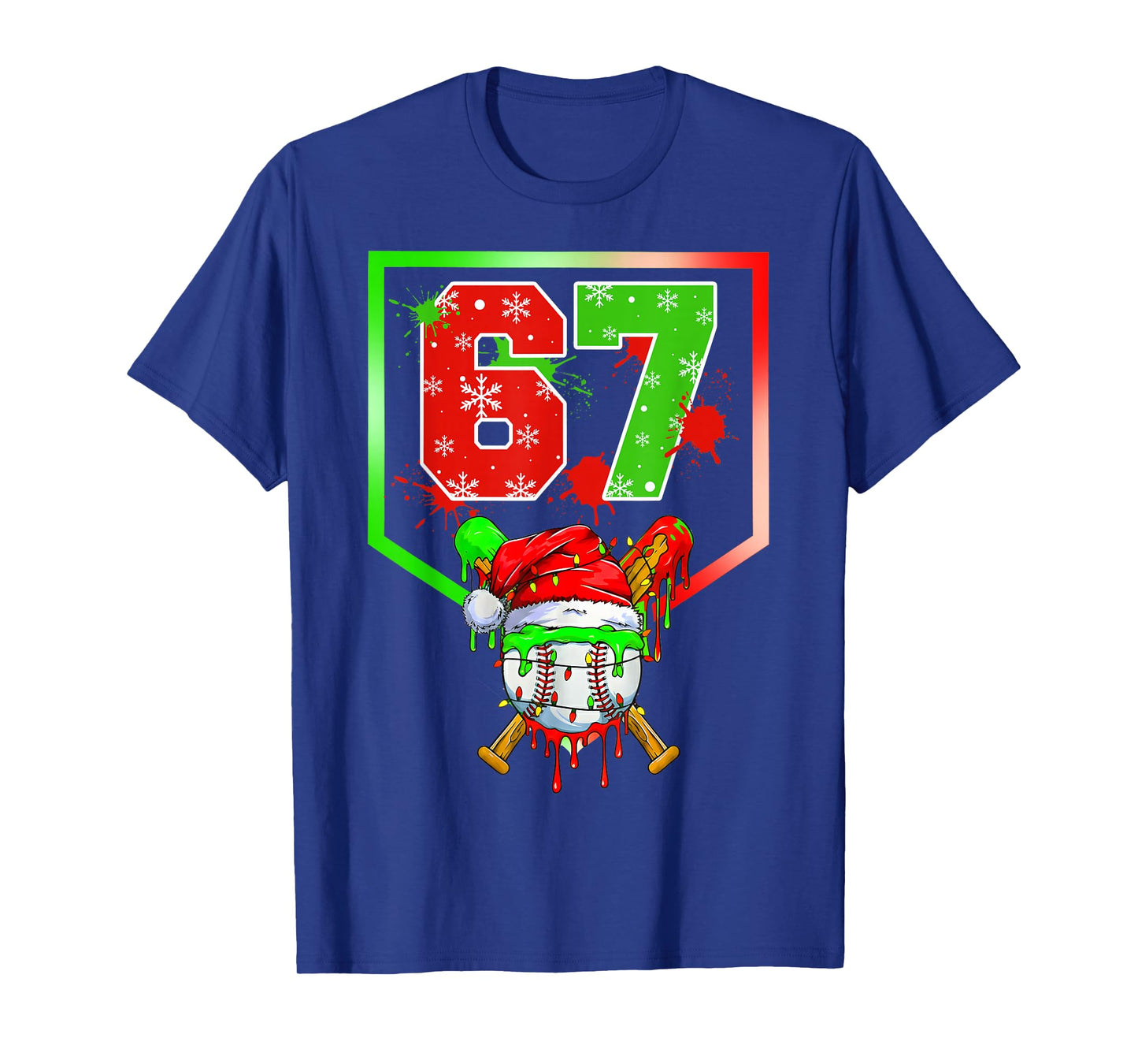 Funny Six Seven Baseball 67 Ice Cream Drip Christmas Pajamas T-Shirt