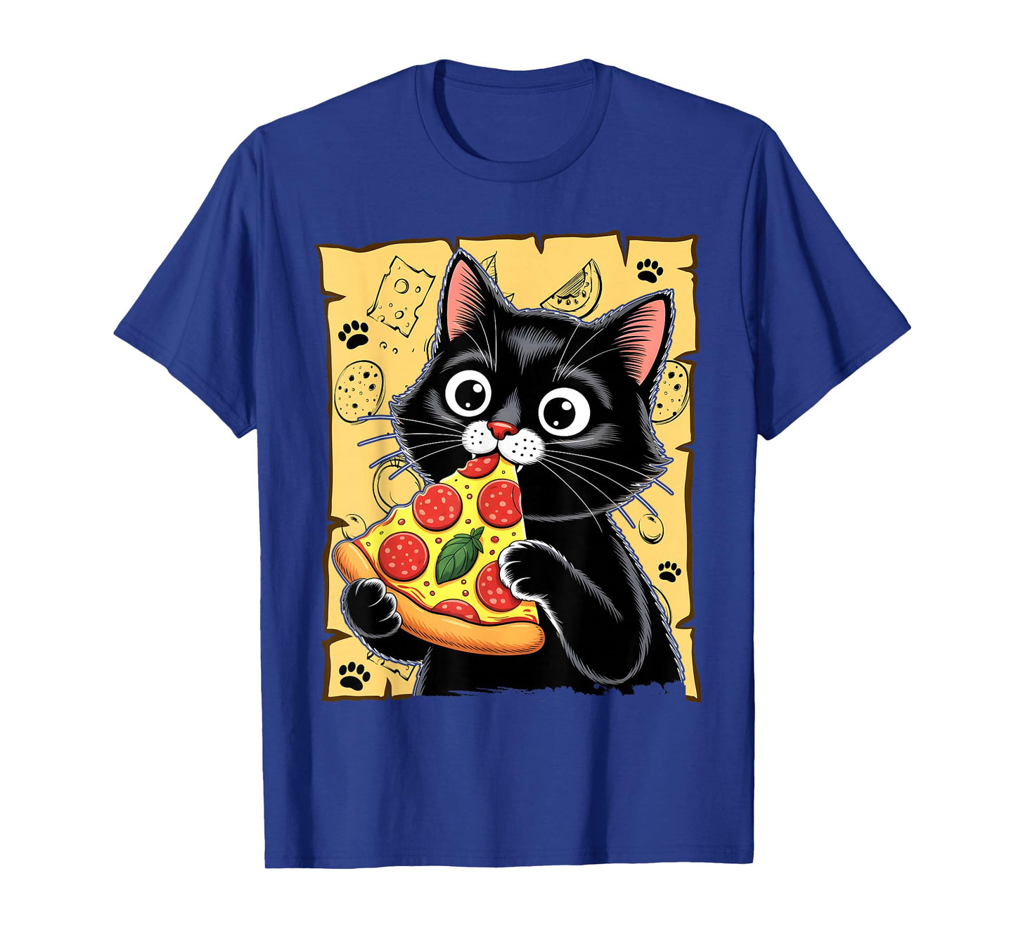 Japanese Kawaii Anime Aesthetic Cat Eating Pizza T-Shirt