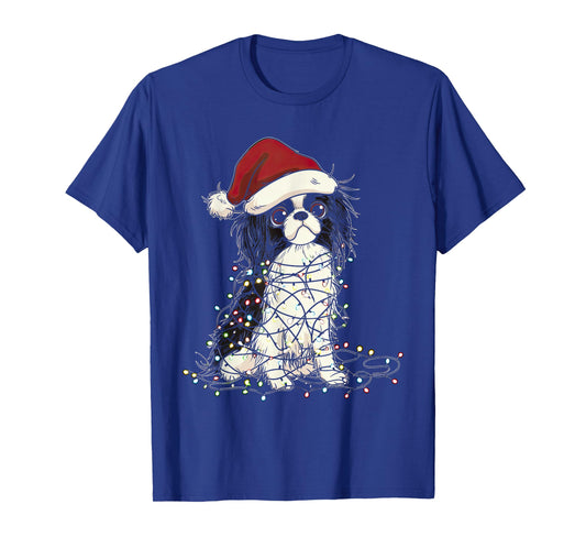 Funny Japanese Chin Christmas Graphics Dog Lights Lover T-Shirt