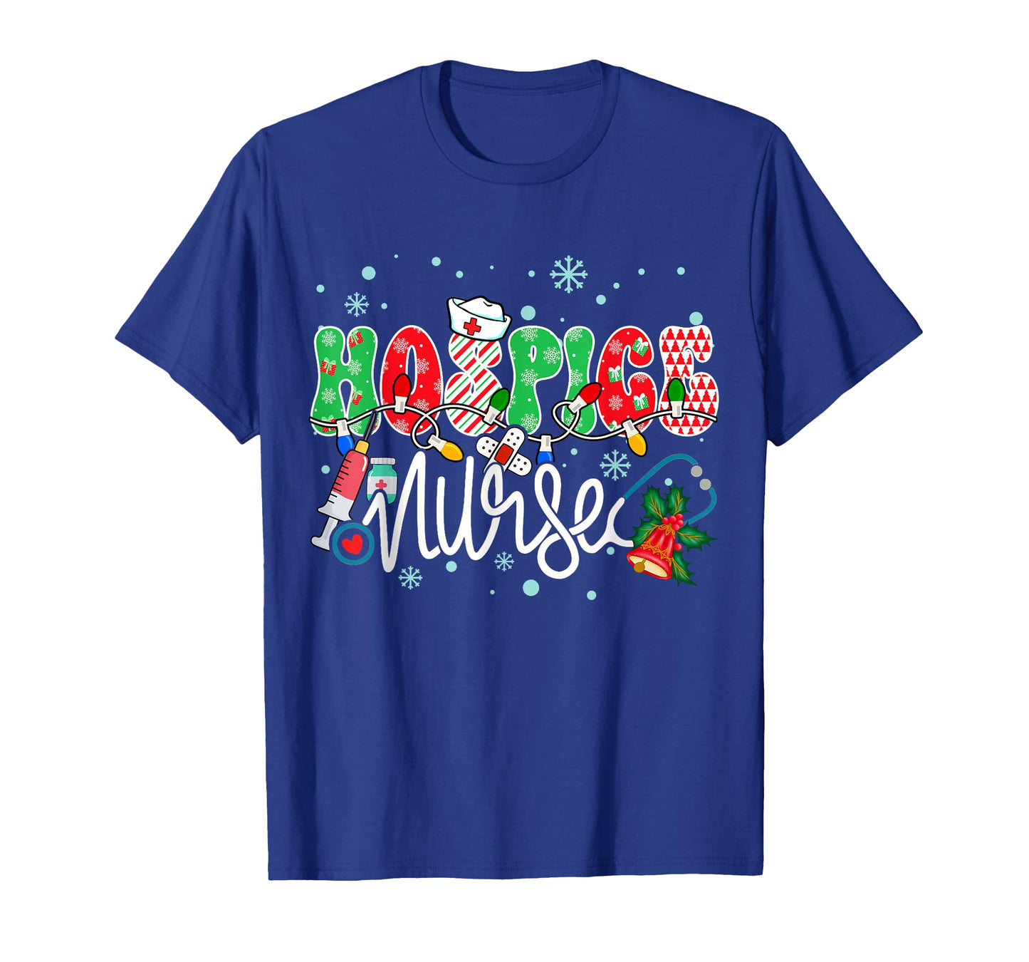 Hospice Nurse Funny Xmas Light Stethoscope Christmas Nurse T-Shirt
