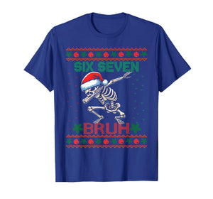 Dabbing Skeleton Says Six Seven 67 Ugly Christmas Sweater T-Shirt