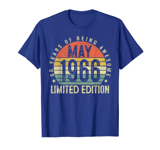 60 Year Old Vintage Born in May 1966 60th Birthday Men Women T-Shirt