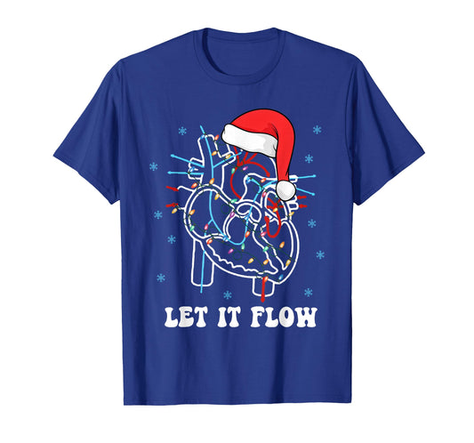 Let It Flow Anatomy Heart Cardiac Nurse Santa Hat Christmas T-Shirt
